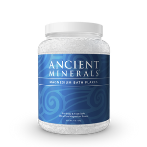 Ancient Minerals® Magnesium Bath Flakes 4 lb in Jar available at www.mvpselections.com