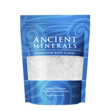 Ancient Minerals® Magnesium Bath Flakes 1.65 lb in stand-up resealable pouch available at www.mvpselections.com