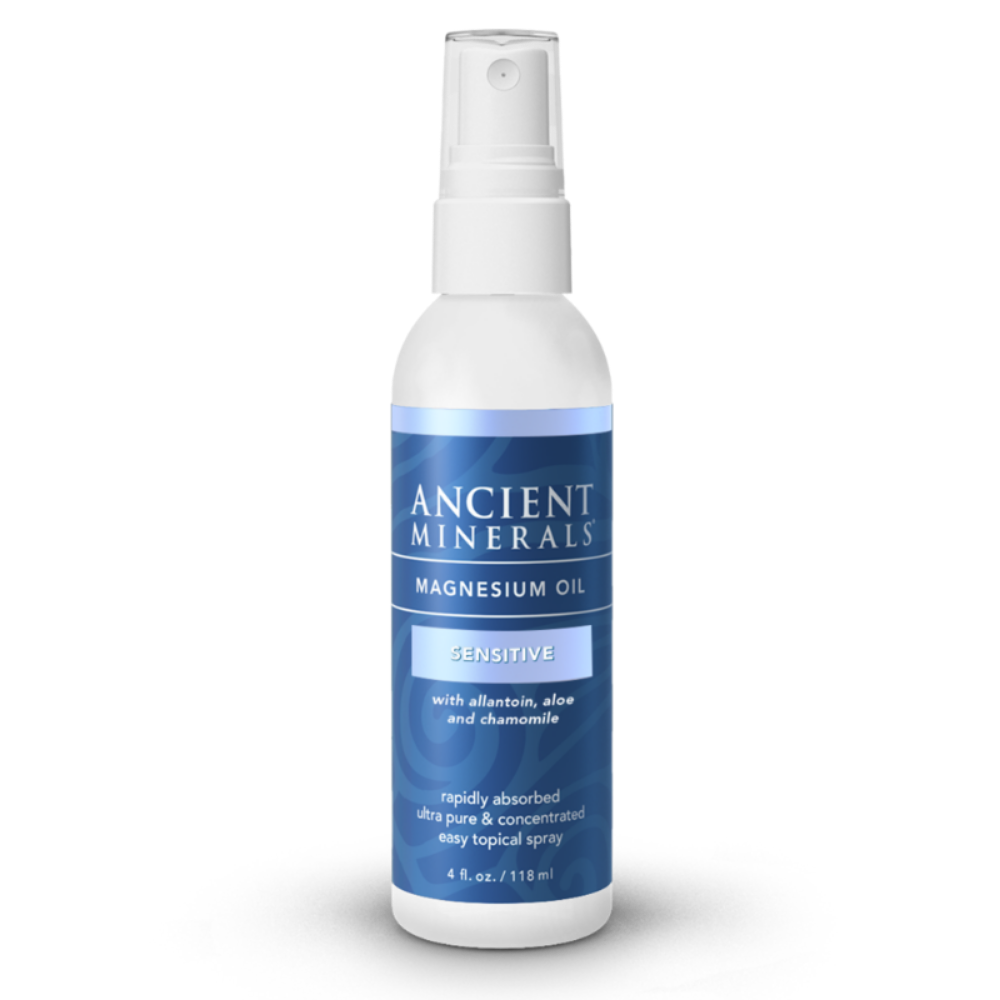 Ancient Minerals® Magnesium Oil Sensitive 4 fl oz in spray bottle available at www.mvpselections.com