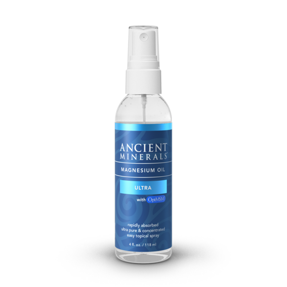 Ancient Minerals® Magnesium Oil Ultra 4 fl oz in spray bottle available at www.mvpselections.com