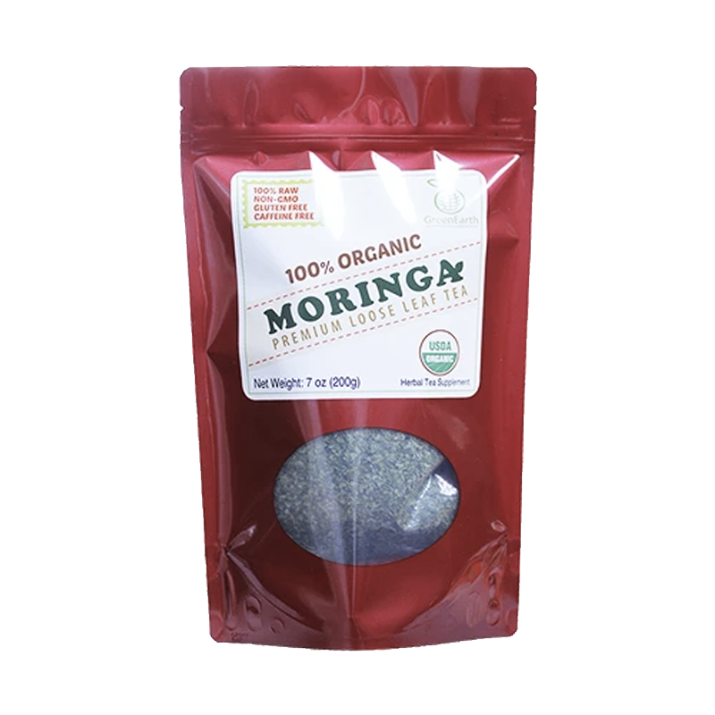 SuperSaver Pack Moringa Loose Leaf Tea 7 oz in Red Pouch by GreenEarth