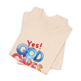 T-Shirt — "Yes! God Cares For Me" Colorful Faith Graphic Tee
