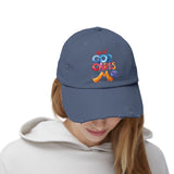 Distressed Cap — "Yes! God Cares for Me" Colorful Faith Baseball Hat