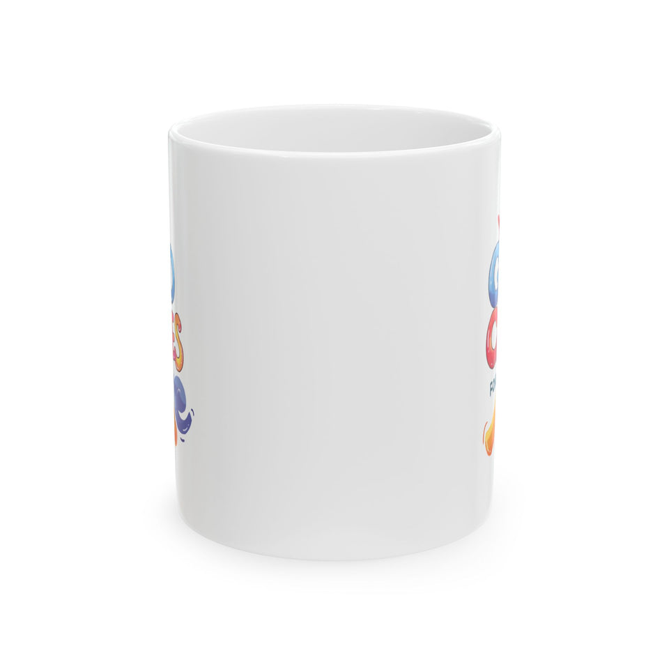 Ceramic Mug — 'Good Vibes' Colorful Emoji Coffee Cup (11oz, 15oz)