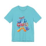 T-Shirt — "Yes! God Cares For Me" Colorful Faith Graphic Tee