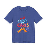 T-Shirt — "Yes! God Cares For Me" Colorful Faith Graphic Tee