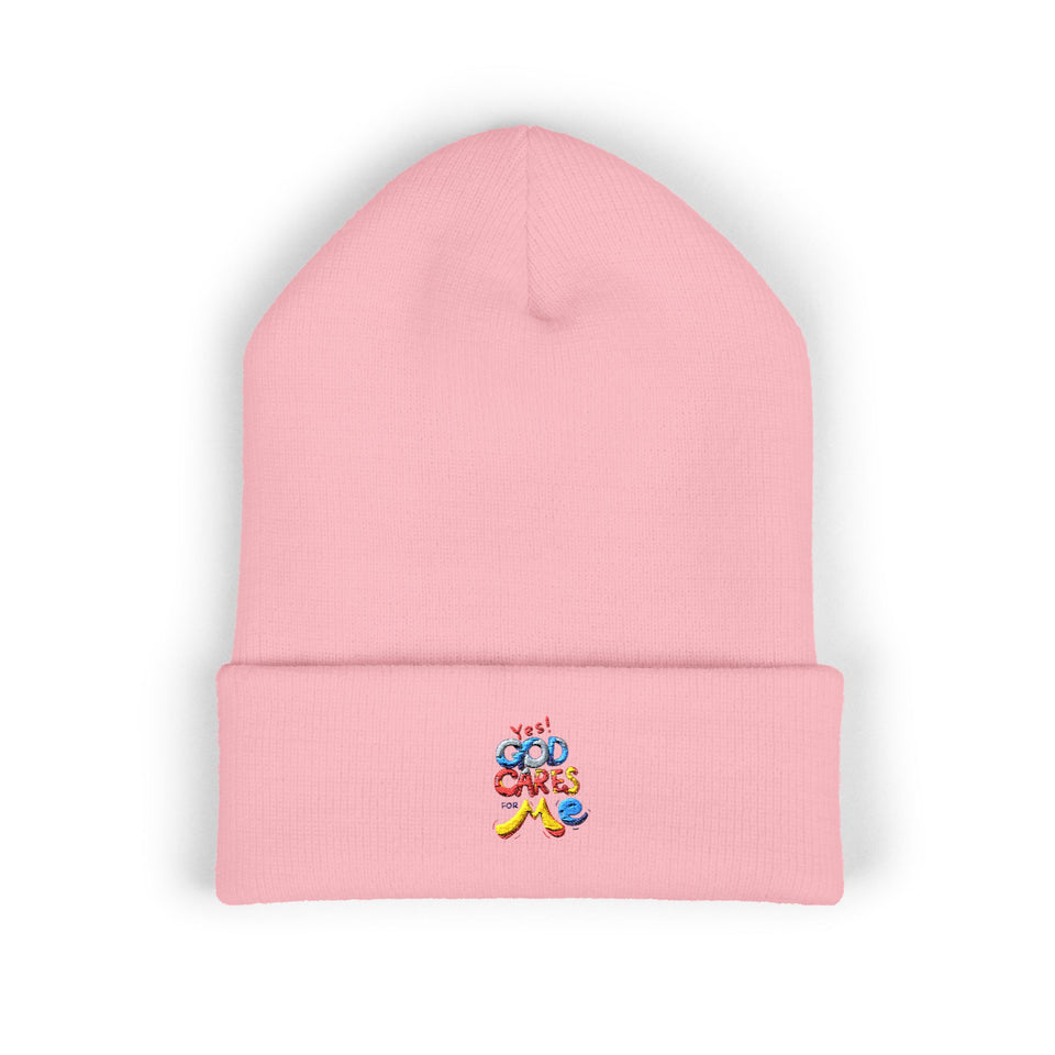 Embroidered "You Care Me" Classic Cuffed Beanie — Cozy Winter Knit Hat