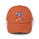 Distressed Cap — "Yes! God Cares for Me" Colorful Faith Baseball Hat