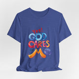 T-Shirt — "Yes! God Cares For Me" Colorful Faith Graphic Tee