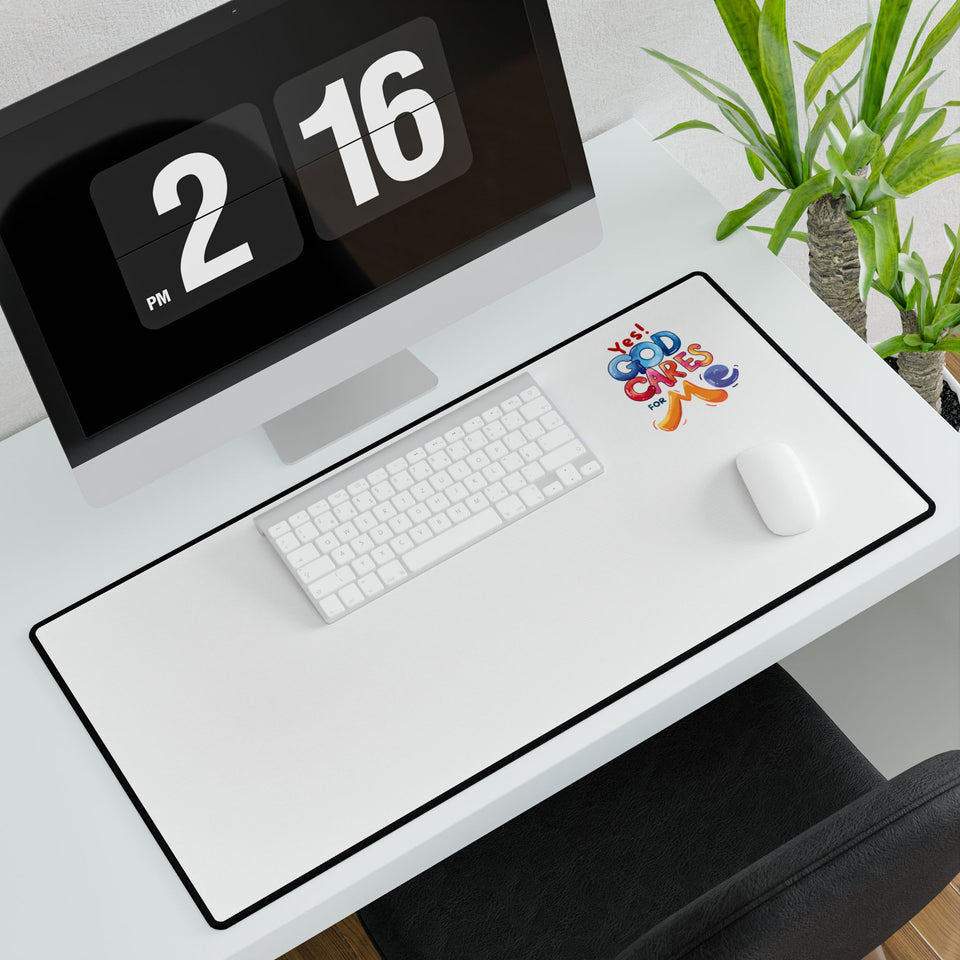 Desk Mat — "Yes! God Cares For Me" Inspirational Desk Mat