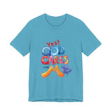 T-Shirt — "Yes! God Cares For Me" Colorful Faith Graphic Tee