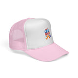Trucker Cap — "God Cares for Me" Colorful Faith Mesh Hat