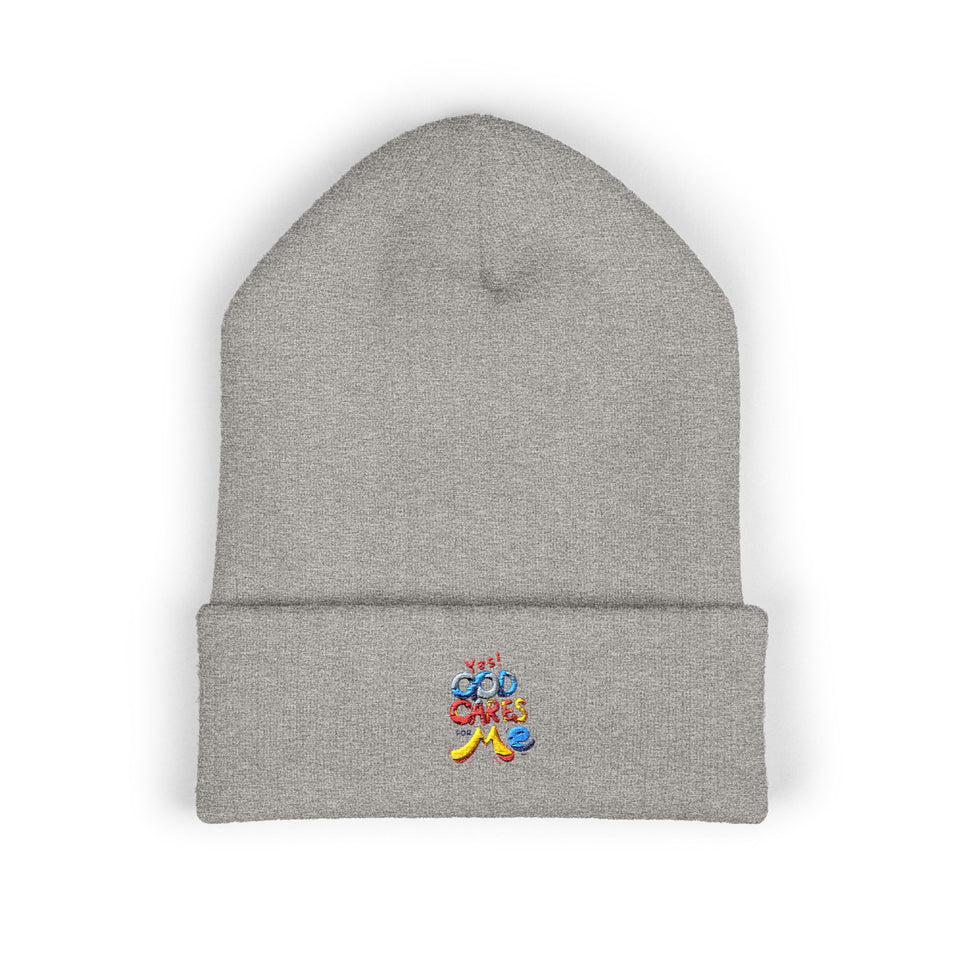 Embroidered "You Care Me" Classic Cuffed Beanie — Cozy Winter Knit Hat