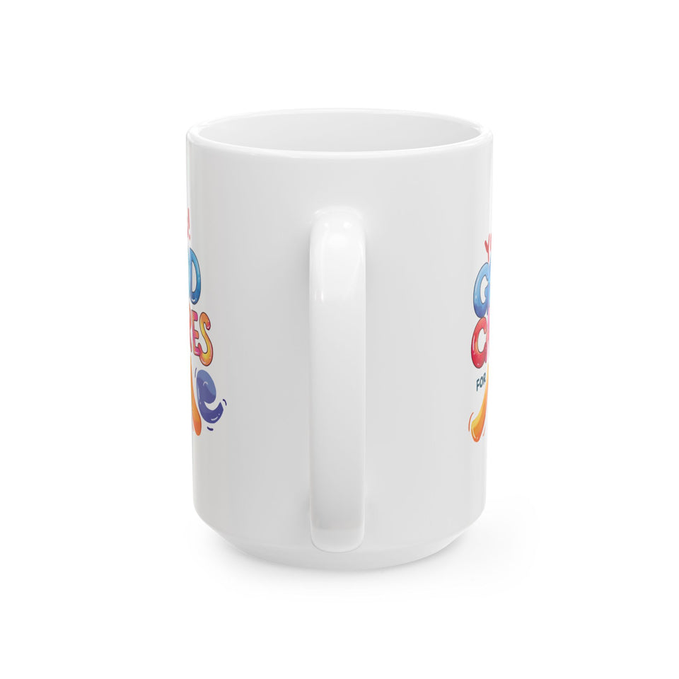 Ceramic Mug — 'Good Vibes' Colorful Emoji Coffee Cup (11oz, 15oz)