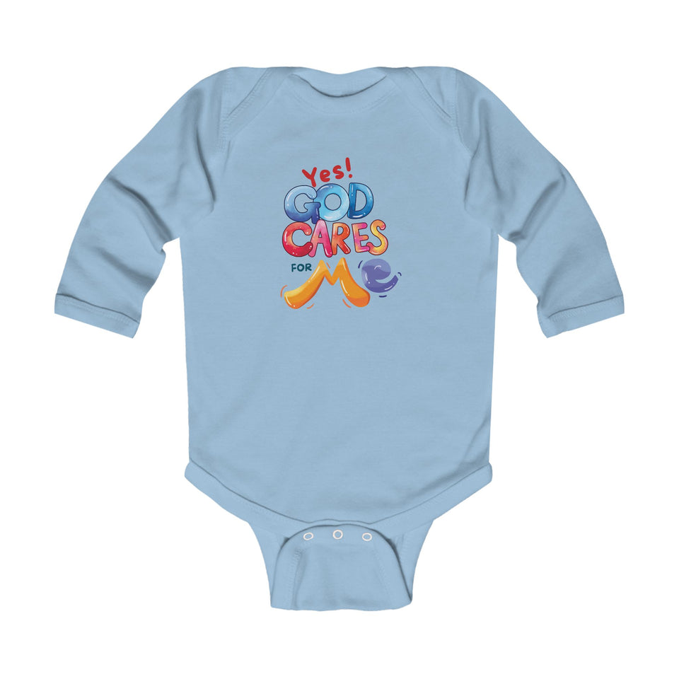 Infant Bodysuit — "Yes! God Cares for Me" Colorful Faith Baby Onesie