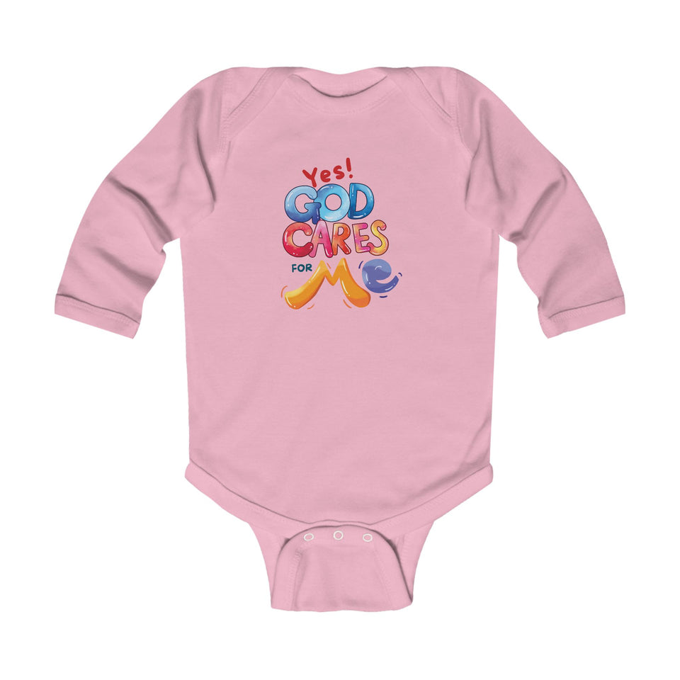 Infant Bodysuit - "Yes! God Cares for Me" Colorful Faith Baby Onesie