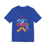 T-Shirt — "Yes! God Cares For Me" Colorful Faith Graphic Tee