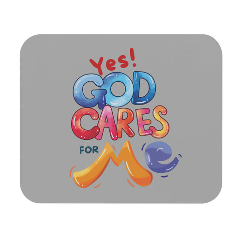 Yes! God Cares For Me Rectangle Grey Mouse Pad