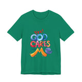 T-Shirt — "Yes! God Cares For Me" Colorful Faith Graphic Tee