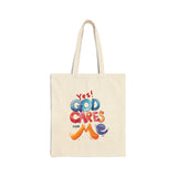 Tote — "Yes! God Cares For Me" Inspirational Canvas Tote Bag