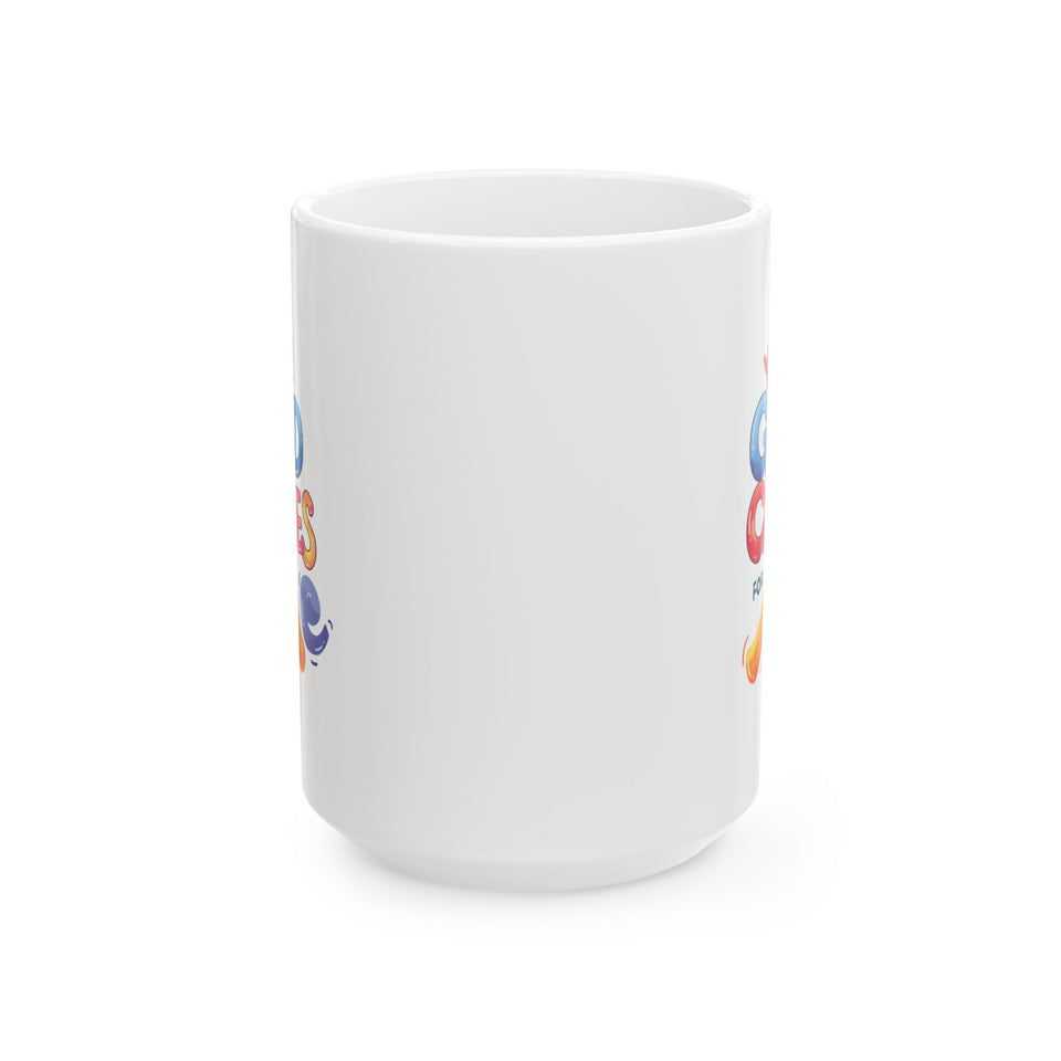 Ceramic Mug — 'Good Vibes' Colorful Emoji Coffee Cup (11oz, 15oz)