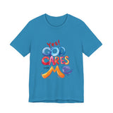 T-Shirt — "Yes! God Cares For Me" Colorful Faith Graphic Tee