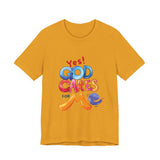 T-Shirt — "Yes! God Cares For Me" Colorful Faith Graphic Tee