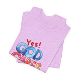 T-Shirt — "Yes! God Cares For Me" Colorful Faith Graphic Tee
