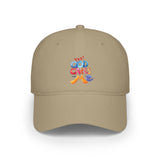 Low-Profile Baseball Cap — "Yes! God Cares About Me" Colorful Faith Hat