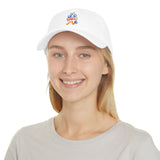 Low-Profile Baseball Cap — "Yes! God Cares About Me" Colorful Faith Hat