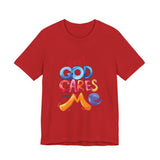 T-Shirt — "Yes! God Cares For Me" Colorful Faith Graphic Tee