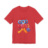 T-Shirt — "Yes! God Cares For Me" Colorful Faith Graphic Tee