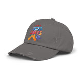 Distressed Cap — "Yes! God Cares for Me" Colorful Faith Baseball Hat