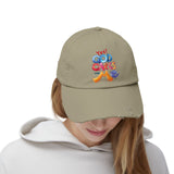 Distressed Cap — "Yes! God Cares for Me" Colorful Faith Baseball Hat