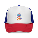 Trucker Cap — "God Cares for Me" Colorful Faith Mesh Hat