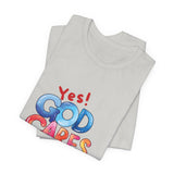 T-Shirt — "Yes! God Cares For Me" Colorful Faith Graphic Tee