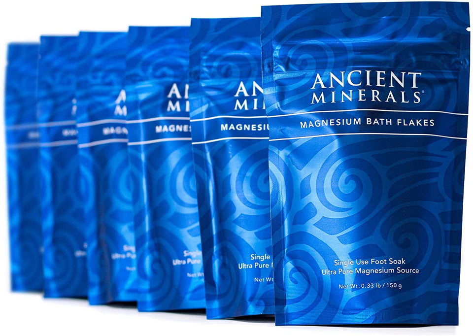 Ancient Minerals® Magnesium Bath Flakes Single Use 0.33 lb in Pouch Pack of 6 available at www.mvpselections.com