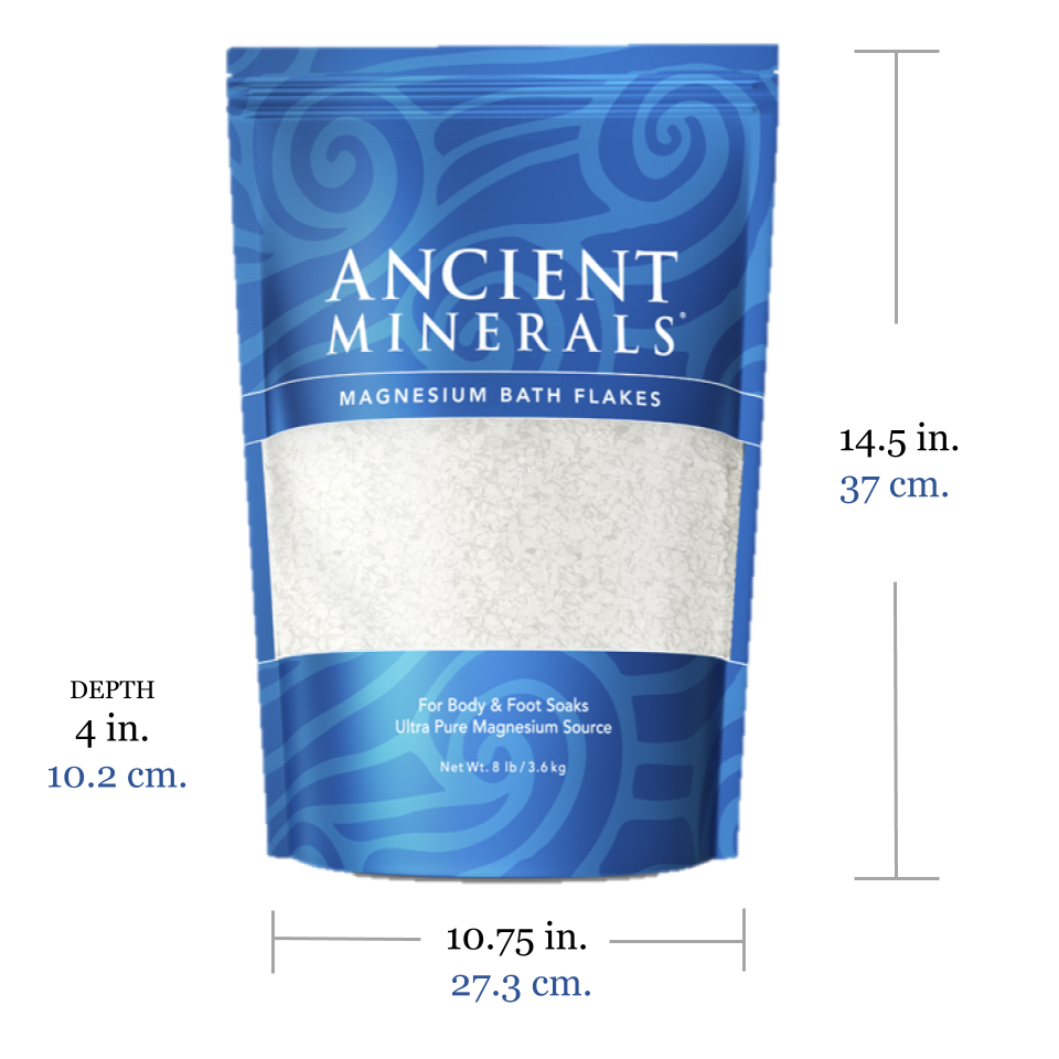 Ancient Minerals® Magnesium Bath Flakes 8 lb size 14.5L x 10.75W x 4D inches