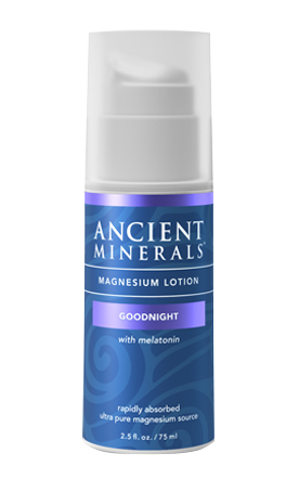 Ancient Minerals® Magnesium Lotion Goodnight 2.5 fl oz in airless pump bottle available at www.mvpselections.com