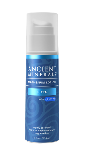 Ancient Minerals® Magnesium Lotion Ultra 5 fl oz in airless pump bottle available at www.mvpselections.com