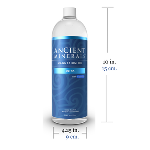 Ancient Minerals® Magnesium Oil Ultra 33.8 fl oz in spray bottle size 10L x 4.25D inches