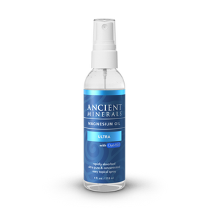 Ancient Minerals® Magnesium Oil Ultra 4 fl oz in spray bottle available at www.mvpselections.com