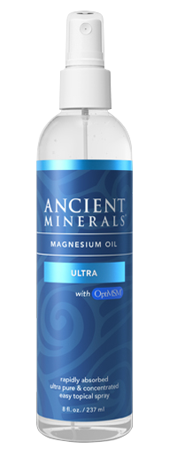 Ancient Minerals® Magnesium Oil Ultra 8 fl oz in spray bottle available at www.mvpselections.com