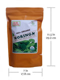 Size of Regular Pack Moringa Loose Leaf Tea 5 oz in Orange Pouch by GreenEarth