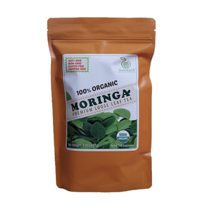 Regular Pack Moringa Loose Leaf Tea 5 oz in Orange Pouch by GreenEarth
