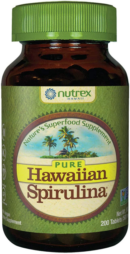 Nutrex Hawaiian Spirulina Pacifica Front bottle of 200 tablets count