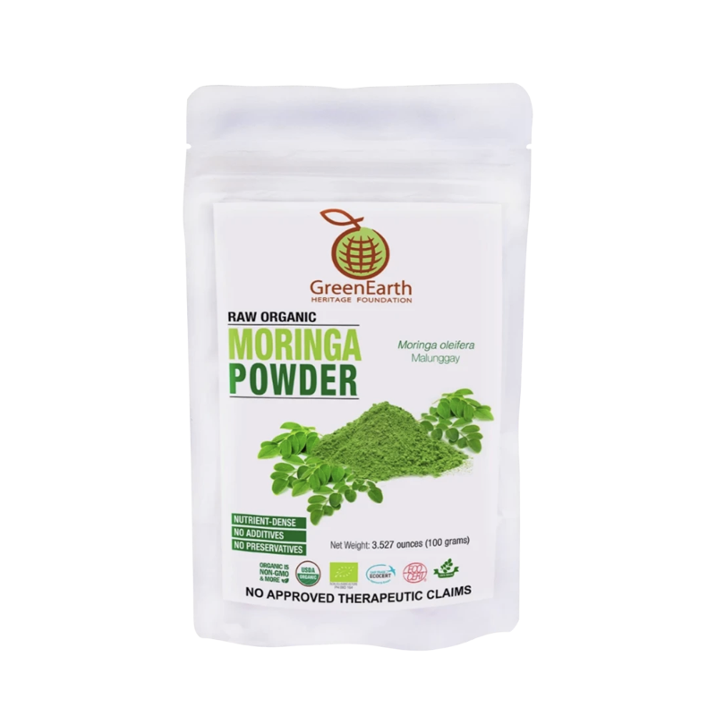 GreenEarth Moringa Powder 3.5 oz in white pouch